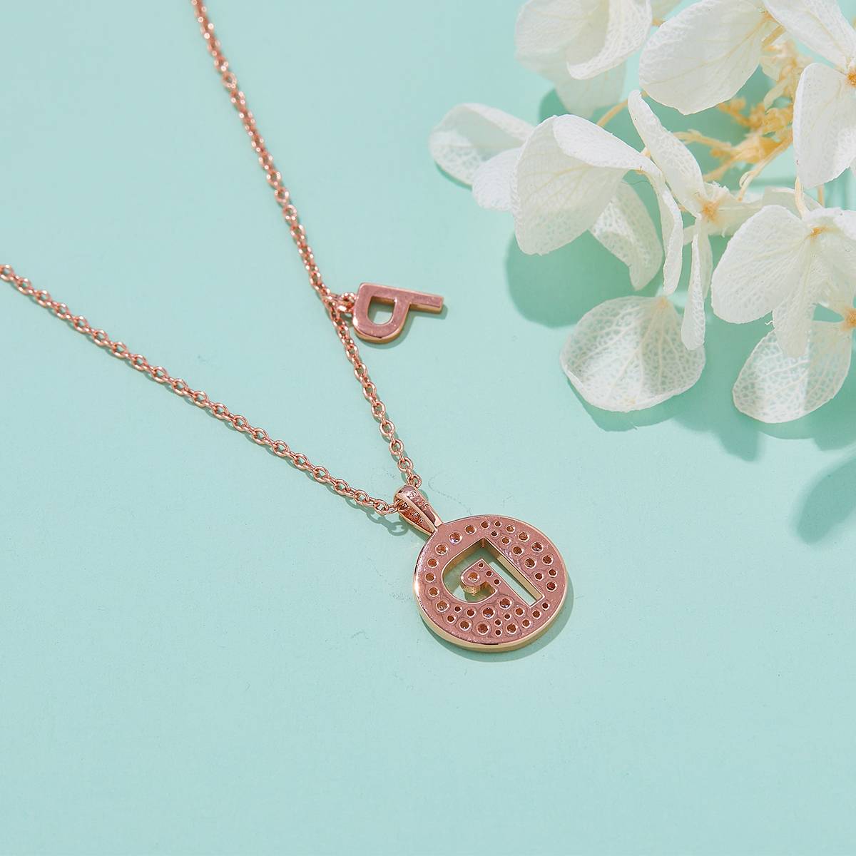 P pendant S925 silver plated rose gold Moissanite light luxury letter necklace